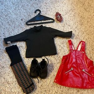 American Girl Today Red Vinyl Jumper Outfit